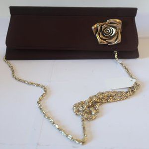 *NWT Womens Stephanie Brown Gold Clutch Evening Bag